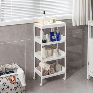 Carrello da Cucina a 3/4 Piani, Carrello con Vassoio Staccabile e Ruote Bloccabili, Carrello Multiuso per Cucina Bagno Lavanderia Spazi Stretti (4 Piani)