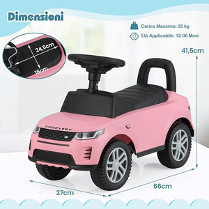 Macchinina Cavalcabile per Bambini, Macchina a Spinta con Clacson, Suoni del Motore e Spazio di Stoccaggio, Auto Giocattolo per Bambini da 1-3 Anni (Rosa)