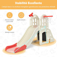 Scivolo per Bambini 6 in 1, Set da Gioco per Bambini con Canestro, Palla, Lancio dell'Anello e Cannocchiale, Ideale per Interni ed Esterni per Ragazzi e Ragazze, 189,5 x 83 x 98 cm (Rosa)