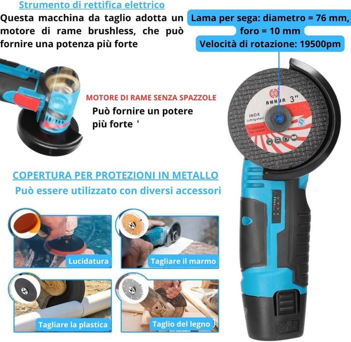 Trapano Avvitatore a Batteria, Mini Smerigliatrice Angolare Taglierina Elettrica