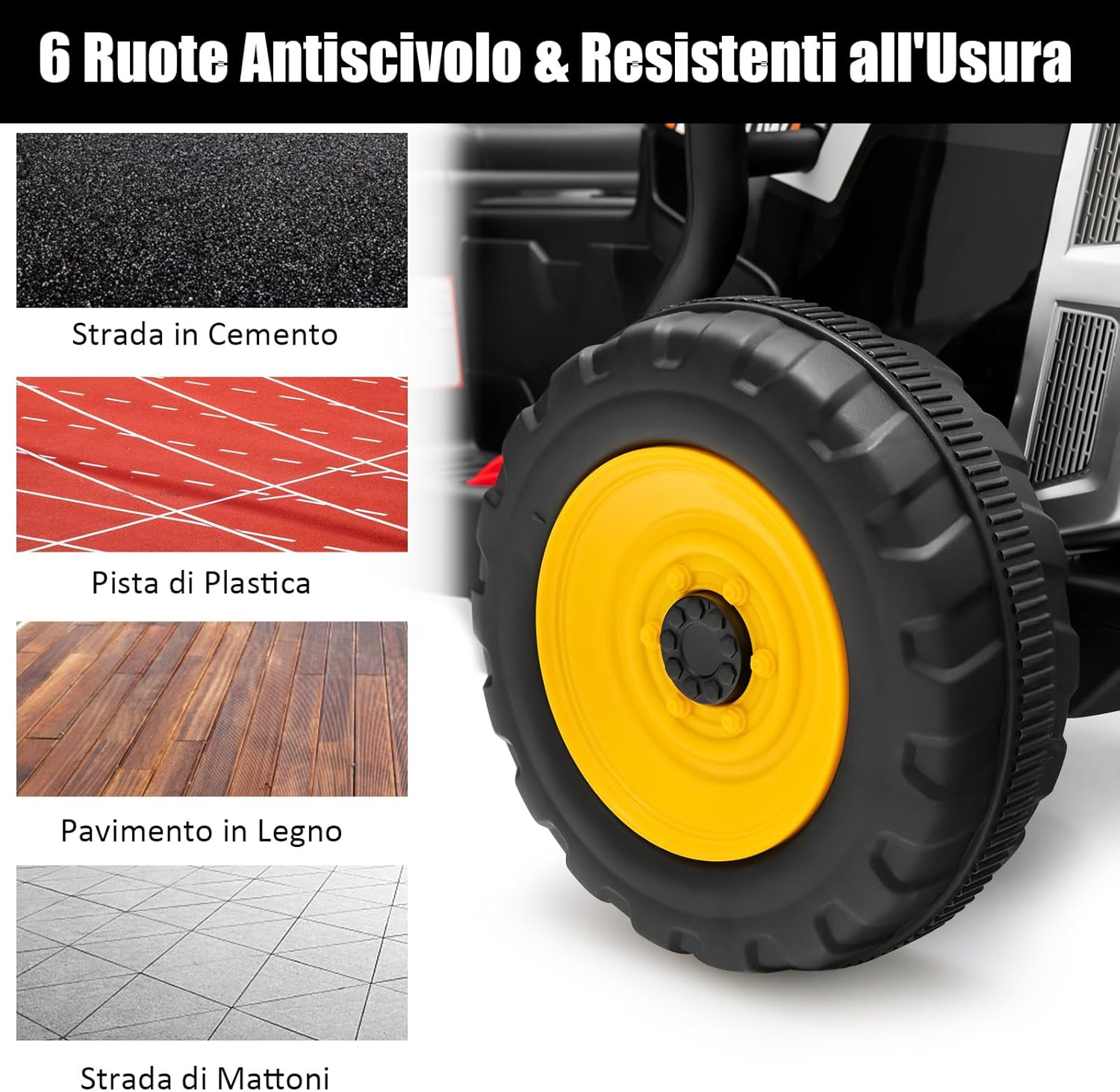 Trattore con Rimorchio Cavalcabile per Bambini 12V, Trattore Elettrico Telecomandato, con Luci e Suoni, 30kg, 3+ Anni (Nero)