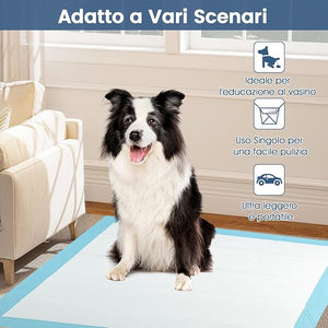 Tappetini Assorbenti per Cani, Tappetini da Interno ed Esterno per Animali Domestici a 6 Strati a Prova di Perdite, Asciugatura Rapida, Monouso per Urine, per Cagnolini (90 x 90 cm)