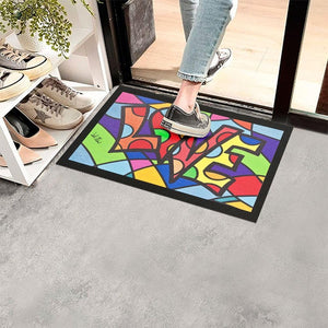 Zerbino Gomma Dipinto Artistico Jack Ottanio Pop Art 40x70 cm Antiscivolo I Love The Love (F)