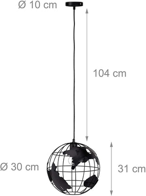 Lampada da parete lampada da terra decorazione di design con sospensione paralume sferico globo nero 13_0001352