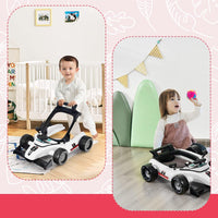 Girello per Bambini 4 in 1, Girello Pieghevole con Altezza e Velocità Regolabili, Carillon con Luci, Volante, Primi Passi per Bambini 6-18 Mesi, Portata 15 kg (Bianco)
