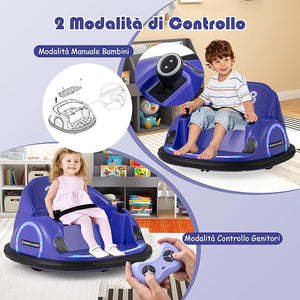 Autoscontro Elettrico per Bambini, Macchina Elettrica per Bambini con Luci LED, Connessione Wireless, Musica Giro a 360°, Macchina Cavalcabile per Bambini 18+ Mesi (Viola)
