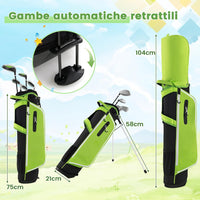 Set di Mazze da Golf per Bambini con Sacca, Fodera Impermeabile, Driver 1, Ibrido 5, Ferro 7, Ferro 9, Ferro S e Putter, Set Allenamento Golf per 11-13 Anni, Destrorso