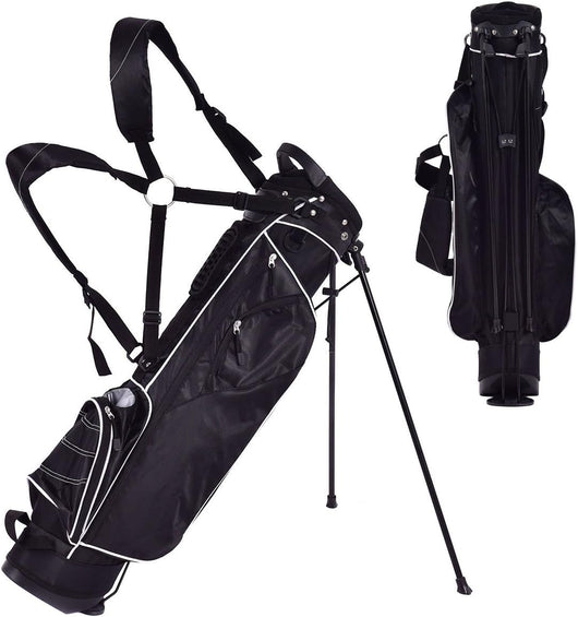 Sacca da Golf con Supporto, Borsa da Golf a 4 Scomparti con 4 Tasche con Cerniera, Borsa Frigo, Tracolla Doppia, Cappuccio Antipioggia, Supporto per Ombrellone