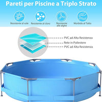 Piscina Fuori Terra 300 x 300 x 76 cm, Piscina Rotonda da Esterno con Struttura Metallica e Pompa Filtro, Capacità 4383 L, da Giardino per Adulti (3 m x 76 cm)