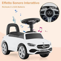 Mercedes Benz Macchinina Cavalcabile a Spinta per Bambini, Auto da Gioco con Volante Clacson e Suono, Spazio di Archiviazione, Auto a Spinta per bambini 1-3 Anni (Bianco)