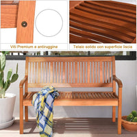 Panchina da Giardino in Legno, Panca per 2 Persone, Schienale Ergonomico, per Cortile Veranda Piscina Balcone, 126 x 63 x 91 cm