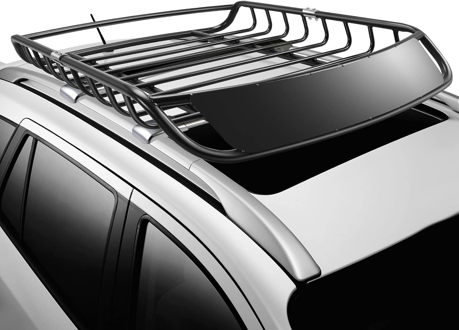 Portapacchi da Tetto Universale, Bagagliera Portabagagli Auto Tetto Portata 110kg, Nero, 120 X 98 X 16,5 cm (Nero, stile 1)