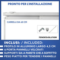Bastone Sistema Binario Tenda A Pannelli Alluminio Grigio Satinato Arredamento Estensibile da 276 A 335CM a 6 Vie, Attacco Soffitto/Parete