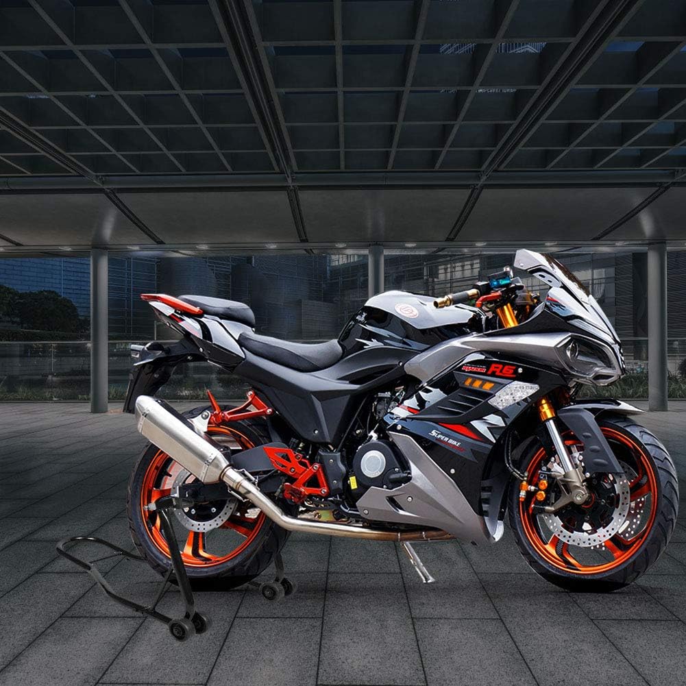 Cavalletto per Moto, Cavalletto Posteriore Moto Universale, Regolabile in Larghezza(nero)