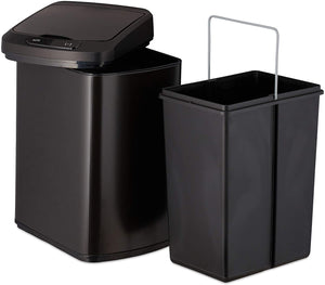 Pattumiera da cucina coperchio automatico con guarnizione contenitore 12 litri nero 13_0002336_2