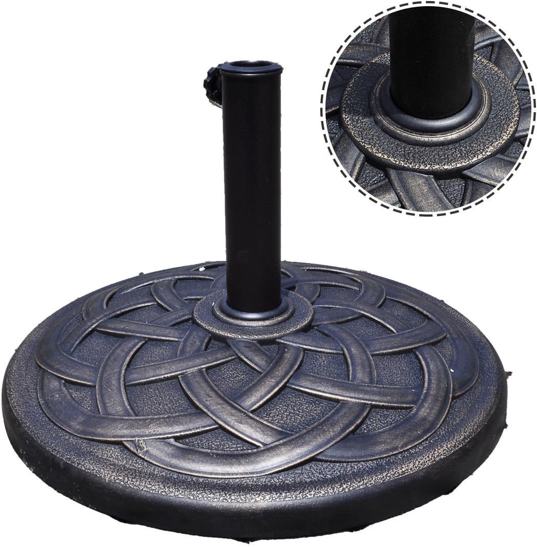 Base per Ombrellone in Resina da 46 cm, Base per Ombrellone Rotondo da 10 kg per Esterni, per Giardino, Spiaggia Piscina (Bronzo (modello3))