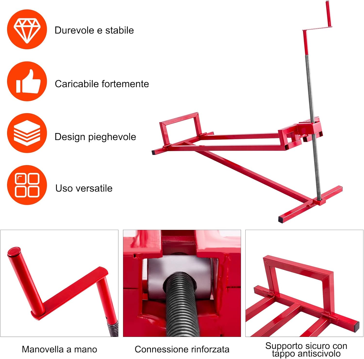 Sollevatore per Rasaerba Sollevamento per Trattore Tagliaerba, Carico Fino a 400 kg (Rosso)