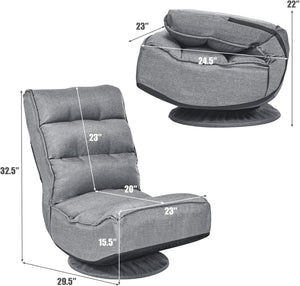 Poltrona Relax da Terra Pieghevole Reclinabile Girevole, Poltrone da Divano per Studio Salotto, con Schienale, Ottima per Rilassarti (Grigio)