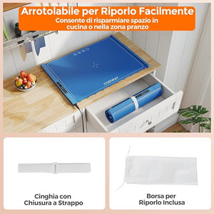 Vassoio Riscaldante Elettrico, Tappetino Riscaldante in Silicone Portatile, con Temperatura Regolabile Timer e Blocco per Bambini, per Buffet, Feste e Cucina (60 x 44 cm,Blu)