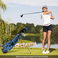 Sacca da Golf con Supporto, Borsa da Golf a 4 Scomparti con 4 Tasche con Cerniera, Borsa Frigo, Tracolla Doppia, Cappuccio Antipioggia, Supporto per Ombrellone
