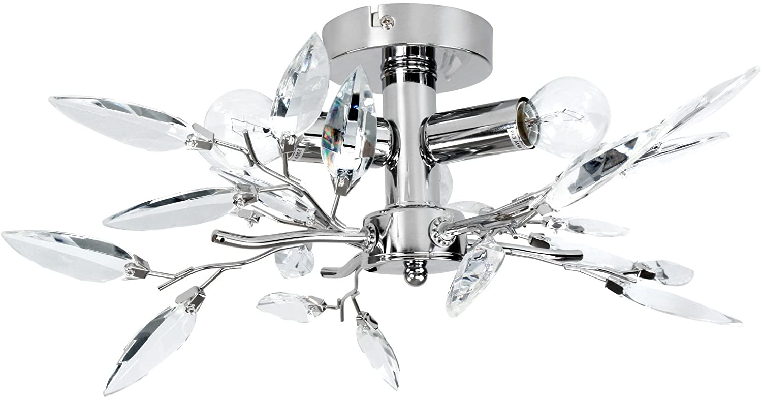 Plafoniera 3 lampadine da max 40 watt e14 design foglie acriliche lampadario lampada da soffitto apparecchio di illuminazione per soggiorno camera da letto trasparente 01_0000116