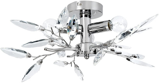 Plafoniera 3 lampadine da max 40 watt e14 design foglie acriliche lampadario lampada da soffitto apparecchio di illuminazione per soggiorno camera da letto trasparente 01_0000116