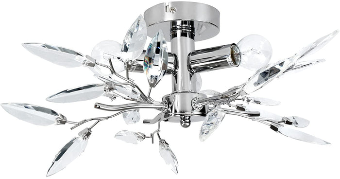 Plafoniera 3 lampadine da max 40 watt e14 design foglie acriliche lampadario lampada da soffitto apparecchio di illuminazione per soggiorno camera da letto trasparente 01_0000116