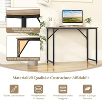 Scrivania per Computer 100 x 50 x 77 cm, Scrivania Moderna e Salvaspazio in Metallo Resistente con Piedini Regolabili, Scrivania Versatile per Casa e Ufficio (Legno)