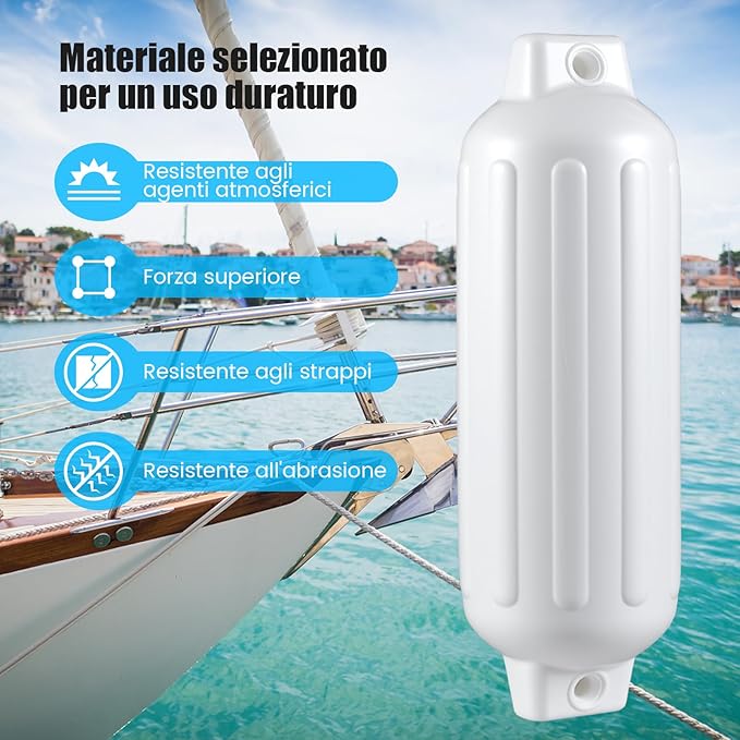 Set 4 Parabordi per Barca, Parabordi per Imbarcazioni, Gommonni, Boat Fender(Bianco)