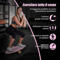 Balance Board in Legno, Tavola di Equilibrio con Rullo e Tappetino per Allenamento Skateboard Hockey Snowboard Surfing, Attrezzi 3 in 1 per Esercizi Equilibrio e Tonificazione Core