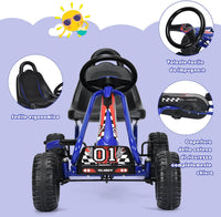 Go Kart a Pedali per Bambini, Go Kart Veicolo con Sedile Regolabile e Freno a Mano, per Bambini 3-6 Anni, Portata Massima 30 kg (Blu)