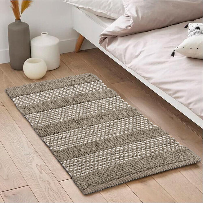 Tappeto Camera Scendiletto Bagno 60x120 Cm Cotone Intrecciato Morbido Assorbente Beige