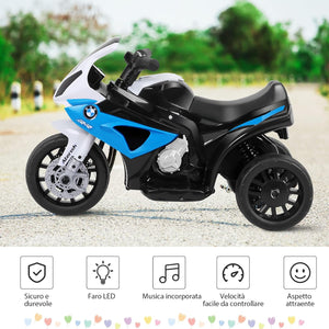 BMW Moto Cavalcabile per Bambini, Moto Giocattolo con Rotelle, Fari, Funzione Musica, Motocicletta a 3 Ruote, Regalo Perfetto per Bambini, 66 x 37 x 44,5 cm (Blu)