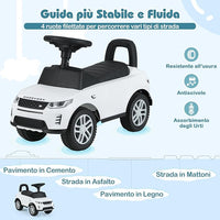 Macchinina Cavalcabile per Bambini, Macchina a Spinta con Clacson, Suoni del Motore e Spazio di Stoccaggio, Auto Giocattolo per Bambini da 1-3 Anni (Bianco)