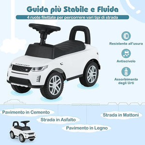 Macchinina Cavalcabile per Bambini, Macchina a Spinta con Clacson, Suoni del Motore e Spazio di Stoccaggio, Auto Giocattolo per Bambini da 1-3 Anni (Bianco)