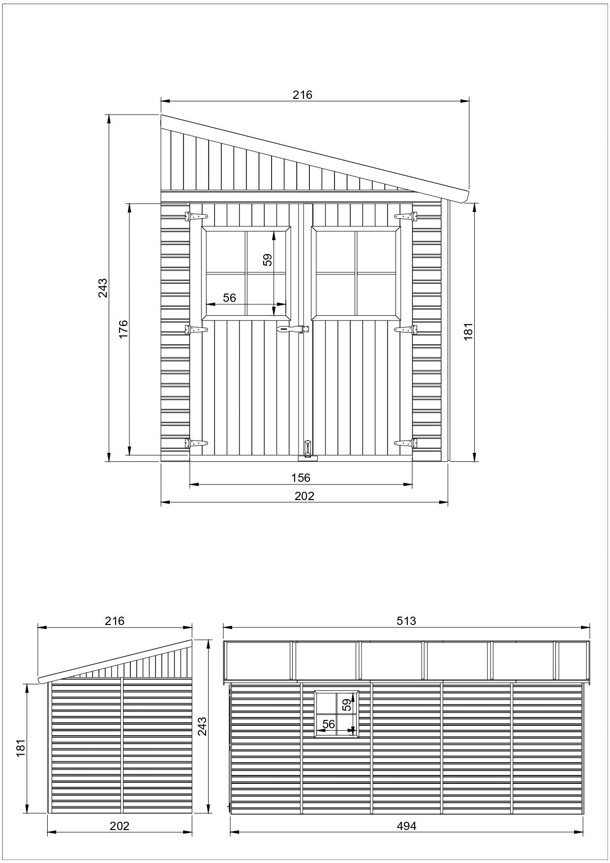 Casa da giardino in legno (con parete laterale) - 10,1 mq - TIMBELA M341A