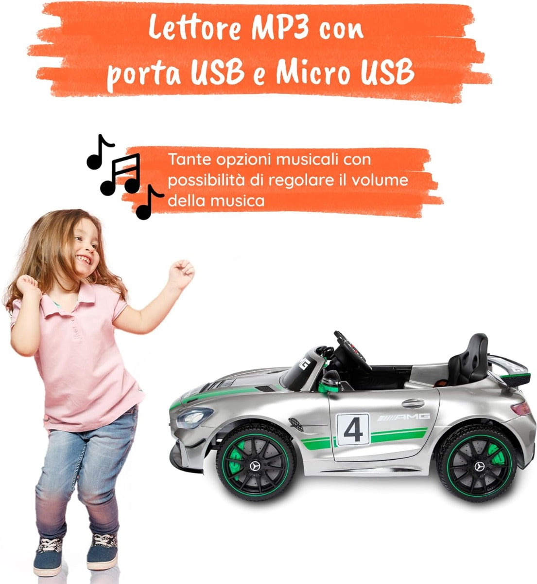 Auto Elettrica per Bambini Mercedes GT4 AMG Luxury  12V