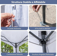 Gazebo Pop-up da Esterno 302 x 302 cm, Gazebo Pieghevole con 4 Pareti Laterali, Rete a Maglia, Borsa con Ruote, 8 Picchetti e 4 Corde Antivento, Tendone Impermeabile per Spiaggia e Cortile