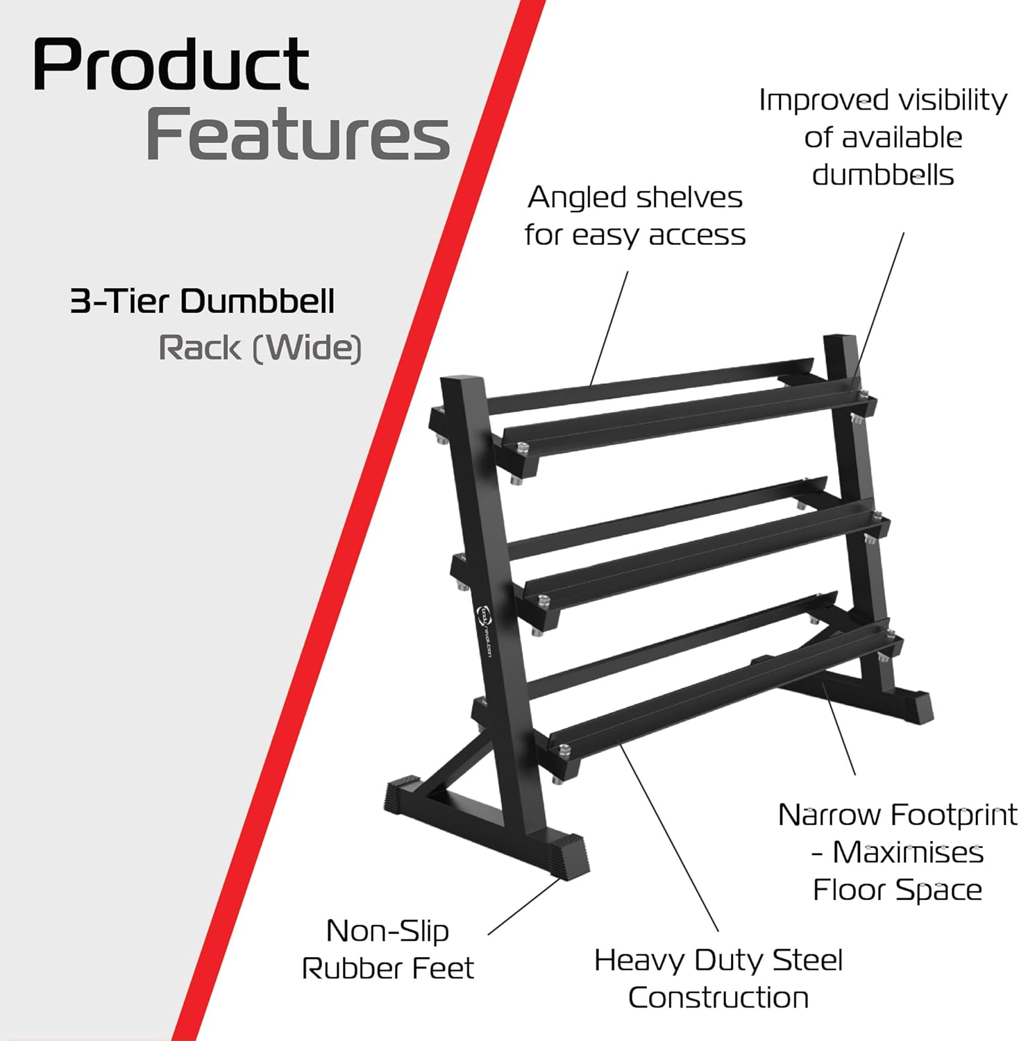 Rack manubri 3 livelli – 600 kg – nero