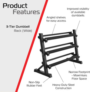 Rack manubri 3 livelli – 600 kg – nero