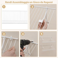 Set di 2 Scaffali a Muro, 61 cm Porta Scarpe in Metallo, Kit Organizzatore di Stoccaggio, 4 Supporti in PVC, Unità di Mensole Personalizzabile per Lavanderia Camera da Letto, 61x30x2,5 cm