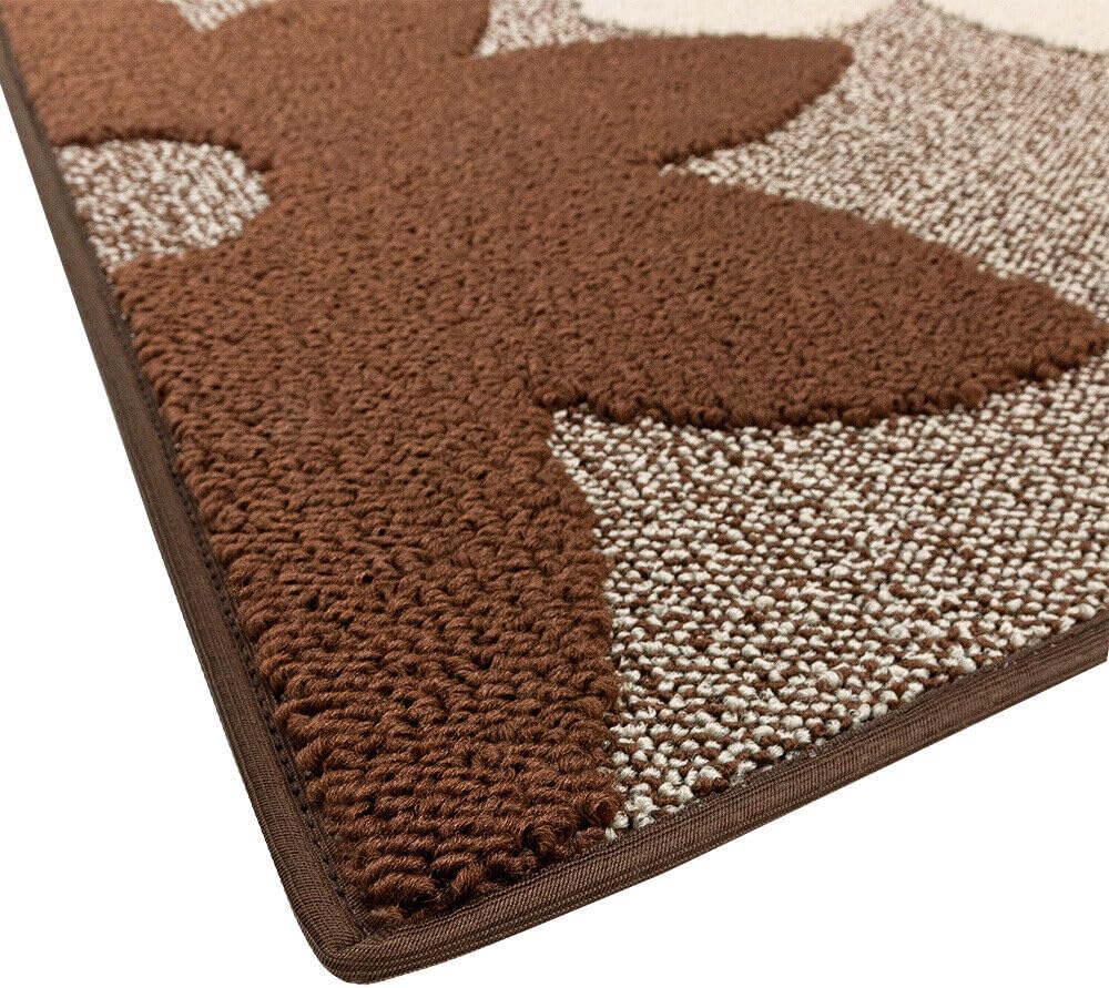 Tappeto Cucina 3D Fiore 57x40 cm Tridimensionale Morbido Moderno Passatoia Antiscivolo Marrone