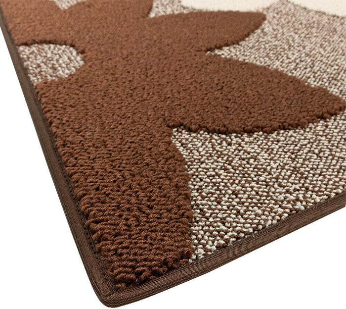Tappeto Cucina 3D Fiore 50x135 cm Tridimensionale Morbido Moderno Passatoia Antiscivolo Marrone
