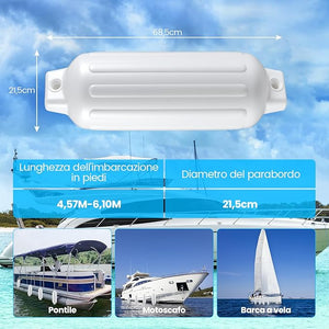 Set 4 Parabordi per Barca, Parabordi per Imbarcazioni, Gommonni, Boat Fender(Bianco)