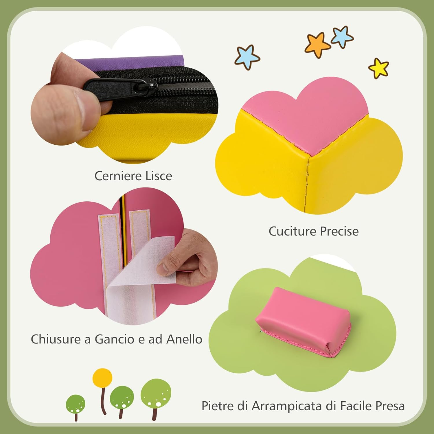 Set di 6 Blocchi di Schiuma per Arrampicata per Bambini, Blocchi in Schiuma per Arrampicarsi e Strisciare, Costruzione Mattoncini Morbidi per Bambini 12+ Mesi, Multicolore