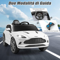 Aston Martin DBX Auto Elettrica per Bambini, 12 V Macchina Elettrica con Telecomando e Luci LED, Partenza Lenta Clacson, Regalo per Bambini 3-8 Anni (Bianco)