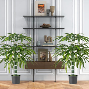 2 Pezzi Pianta Finta di Bamb¨´ 100 cm, Pianta Bamboo Artificiale in Vaso Decorazione in Casa e Ufficio, Pianta Finta in PE con 15 Rami da Interno ed Esterno