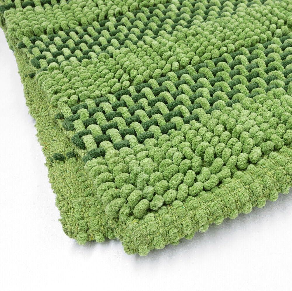 Tappeto Camera Scendiletto Bagno 50x80 Cm Cotone Intrecciato Morbido Assorbente Verde