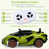Macchina Elettrica Lamborghini per Bambini da 12V, Veicolo Elettrico con Luci LED MP3 Telecomando, Fino a 5km/h, +3 Anni (Verde)