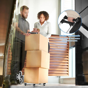 Carrello Pieghevole Per Scale Portapacchi Manuale per Gradini Carrello Per Scale 10 Ruote Montascale, in Lega di Alluminio